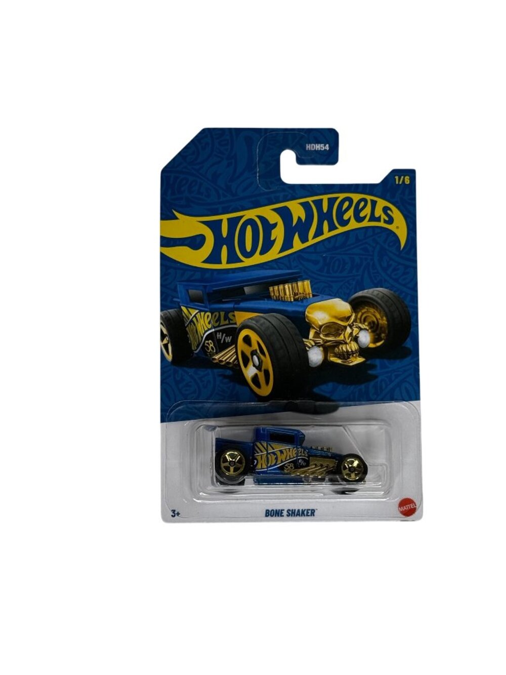 Hot Wheels Bone Shaker Blue Gold HW Flames 5/5 Diecast Car